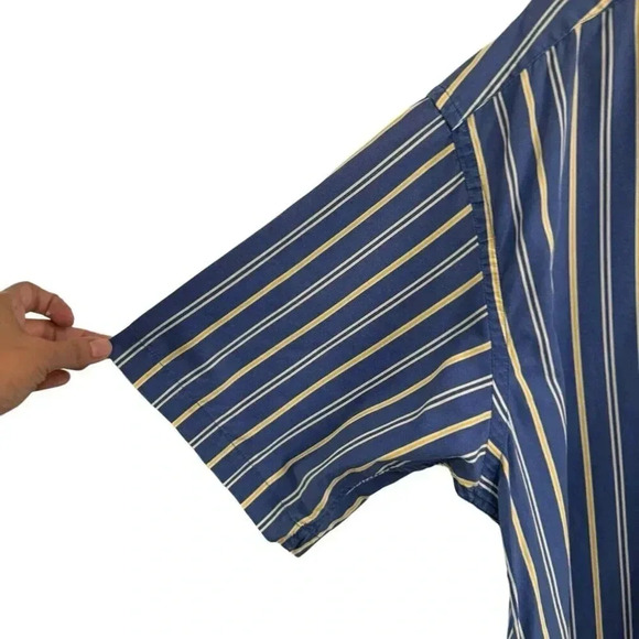 Vintage Tommy Hilfiger Button Up Shirt Size XL Blue Yellow Stripes Logo Casual - Picture 3 of 9